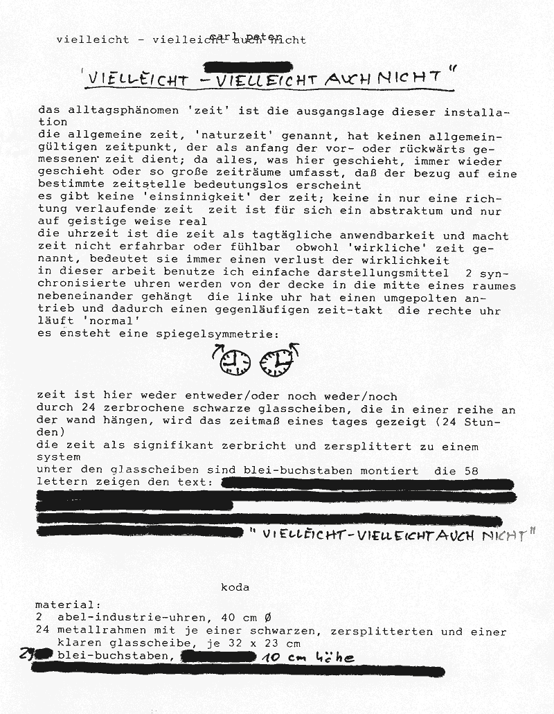 Kryptische Konzepte / Carl Peter: Vielleicht – Vielleicht auch nicht, Installation